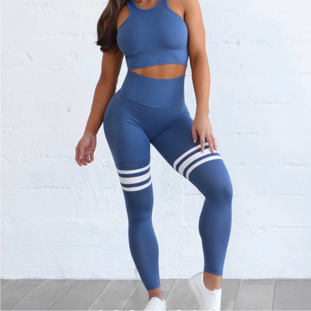 Bombshell Sportswear Thigh High Leggings Blue Gray Medium